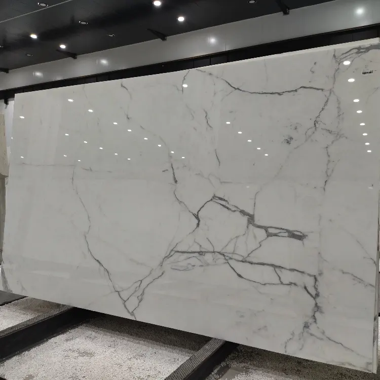 מכירה לוהטת 2021 calaeatta לבן טבעי עיצוב אבן Calacatta אריח 80x80 רצפת שיש