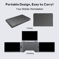 Monitor Portátil de Pantalla Triple de 15.6 Pulgadas IPS 1200P, Fácil de Transportar, Plástico de Ingeniería para Múltiples Tareas, Extensor para Computadoras Portátiles