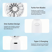 Ventilateur de voyage portable haute performance, rechargeable par USB, en plastique, léger, mini, 5V DC