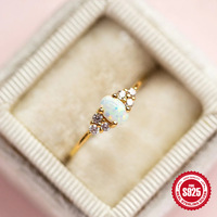 Opale synthétique hypoallergénique tendance plaquée or 18 carats en argent sterling S925 pour les fêtes
