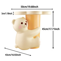 Table d'appoint en résine faite à la main et peinte à la main, motif ours mignon en position câlin, plateau en forme de nuage, table basse pour salon et maison