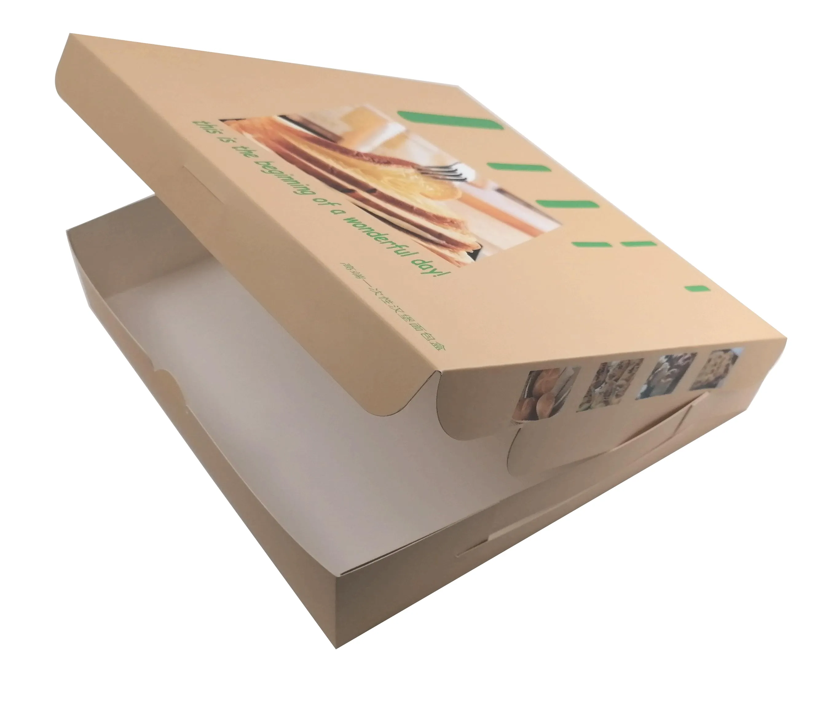 Private Label Oem Pizza Eco Vriendelijke Gegolfd Zwarte Custom Verpakking Sleuven Papier Pizzadoos