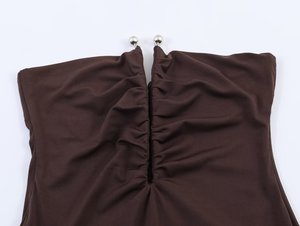 TAOP&ZA Robe Midi Élégante et Ajustée sans Bretelles avec Volants Plissés Printemps/Été 2026 Style Européen et Américain 4770303 - Product Image 3