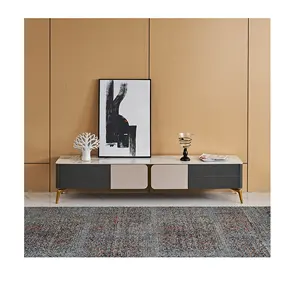 Простая современная мебель для гостиной, столешница из спеченного камня, чайный столик, итальянский светлый роскошный шкаф для телевизора