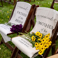 Bannière de chaise de mariage pour siège réservé, en polyester et lin, avec inscription commémorative « En souvenir de », pour décoration de cérémonie