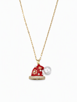 Collier en acier inoxydable plaqué or 14 carats avec imitation perle pour femme - Collection Noël SA Jewelry - Vente flash