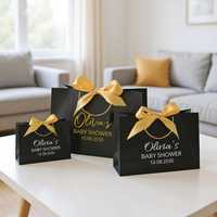 Sacs cadeaux pour shopping, sacs à poignée pour baby shower avec ruban, personnalisables avec nom pour emballage de produits pour bébés et maternité
