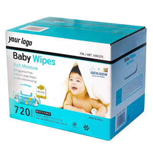 Lingettes pour bébé extra-larges personnalisées 18*18cm, hypoallergéniques, non parfumées, ultra-hydratantes, lingettes humides à l'eau pour le nettoyage des mains et de la bouche du bébé - Product Image 1