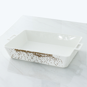 Plats à four rectangulaires en céramique et <span class=keywords><strong>porcelaine</strong></span> blanche nordique Towin, 10/12/14 pouces, écologiques, compatibles lave-vaisselle et micro-ondes - Product Image 4