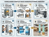 Présentoir de sol rotatif pour lunettes de soleil, présentoir à lunettes avec armoire verrouillable, support lumineux à LED pour lunettes