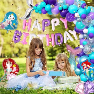 Kit di Palloncini ad Arco con Tema Sirena, Decorazioni per Feste di <span class=keywords><strong>Compleanno</strong></span> per Ragazze, Accessori per Feste a Tema La Sirenetta - Product Image 6