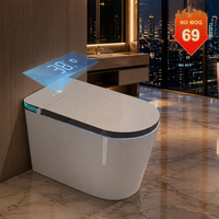 WC intelligent monobloc avec bidet intégré, éclairage d'ambiance LED, sans rebord, chasse d'eau automatique, siège chauffant et séchage à air chaud pour salle de bain