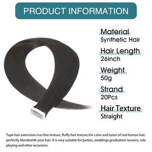 Extensions capillaires synthétiques pré-collées résistantes à la chaleur, lisses et bouclées, 26 pouces, 20 pièces, pour la vente en gros - Product Image 2