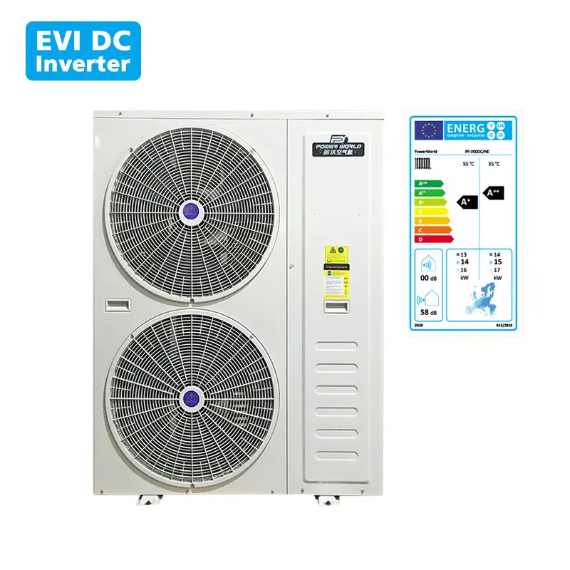 Power World EVI 220v 380v air source dc inverter air to water heat pump water heater