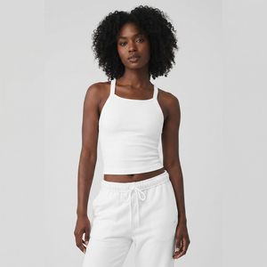 Débardeur de sport côtelé sans couture pour femme, col carré, pour yoga et fitness - Product Image 1