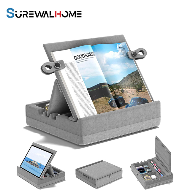 SUREWALHOME Book Support Cushion for Reading Tablet Lap Rest Cushion IPad Stand Book Holder Reading Pillow for Bed Time