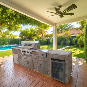 Cuisine d'extérieur Offre Spéciale avec dalle de marbre <span class=keywords><strong>Barbecue</strong></span> au gaz et garde-manger Armoire de rangement <span class=keywords><strong>Barbecue</strong></span> Grill Garden Supplies - Product Image 4