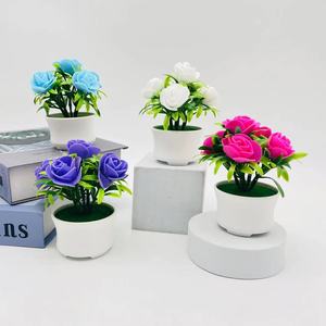 Fleurs artificielles en mousse Paulon, roses, 11 cm, en pot, décoration pour la maison, bureau, cadeau - Product Image 2