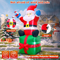 Père Noël gonflable de 6 pieds avec boîte cadeau et lumière LED, décoration de Noël gonflable pour la cour, le jardin, la maison, les fêtes de fin d'année