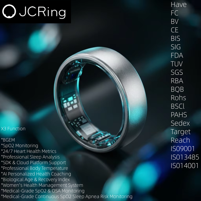 JCRing X3B Smart Ring OEM ODM Fitness Tracker Continuous Monitor Risk Assessment & Temperature Trend Monitoring Ring BGEM Ring