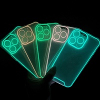 Coque de téléphone portable en silicone TPU souple en gros, luminescente, fluorescente, néon, brillante dans le noir pour iPhone 14, Fundas Luminosas Cover