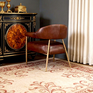 <span class=keywords><strong>Chaise</strong></span> <span class=keywords><strong>de</strong></span> <span class=keywords><strong>bar</strong></span> d'appoint luxueuse en cuir véritable marron avec structure en fer forgé, nouveau design pour les cafés haut <span class=keywords><strong>de</strong></span> gamme et les bars contemporains - Product Image 3