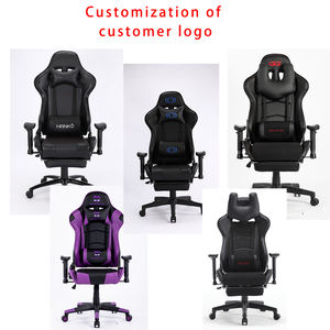 Cadeira Giratória Estilo Racing Branca e Preta VANBOW, Assento de Jogo em Couro Sintético com Massagem Reclinável e Rodas - Product Image 3