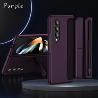 Nouvelles coques arrière en cuir PU pour Samsung Galaxy Z Fold 4 5 6 7 avec support invisible, antichoc et emplacement pour stylet, étui de téléphone pour Z Fold 7