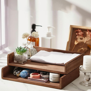 Support de rangement multicouche en bois massif bureau bureau documents divers classeurs empilables chambre cosmétiques présentoir - Product Image 6