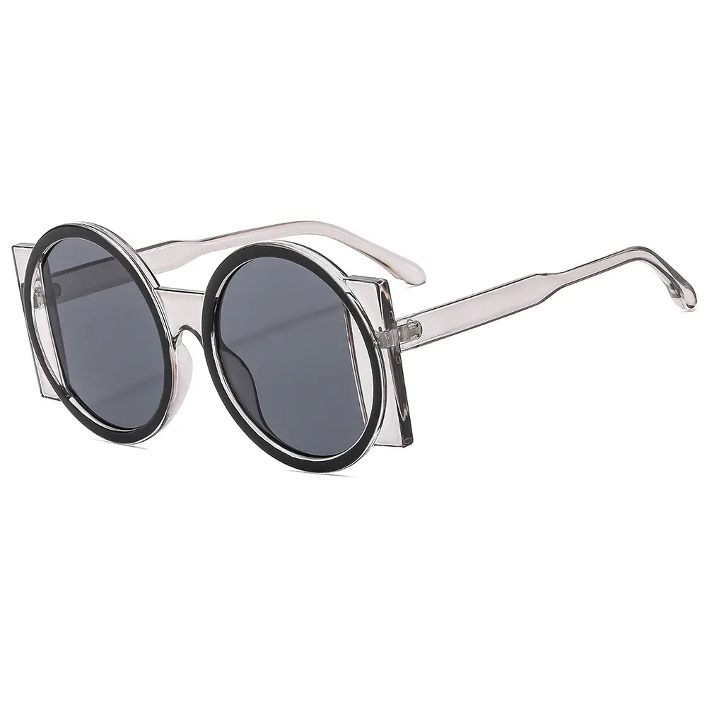 ट्रेंडी यूनिसेक्स UV400 फैशन धूप का चश्मा रेट्रो शैली बड़े गोल चश्मा पीसी फ्रेम एसी लेंस वैयक्तिकृत सजावटी वेलेंटाइन