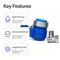 Vertical Installation Brass Mechanical Water Meter with IP68 Protection OEM Customizable for Reading