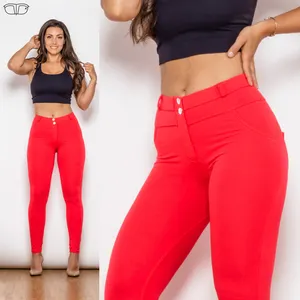 Shascullfites Four Ways Stretchable Custom Red Cotton Women Sexy tapered Butt Lift Yoga Leggings