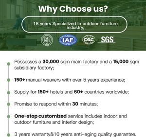 أريكة خارجية قابلة للدوران عالية الجودة مصنوعة حسب الطلب، مقاومة للماء والأشعة فوق البنفسجية، مصنوعة من الراتان المركب، طقم أرائك للحدائق مناسب للفلل والفنادق - Product Image 6