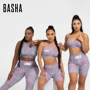 BASHAsports 2023 Customise Snake Print plus sizes active wear fitness set Fitness Yoga Active Wear Women's Printed Sets