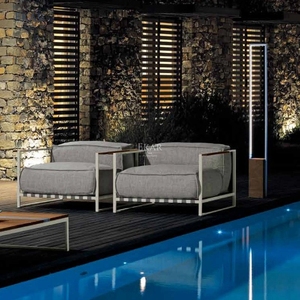 Chaise longue d'extérieur en rotin plastique moderne MERIDIAN |   Canapé <span class=keywords><strong>de</strong></span> <span class=keywords><strong>jardin</strong></span> imperméable pour usage en terrasse - Product Image 3