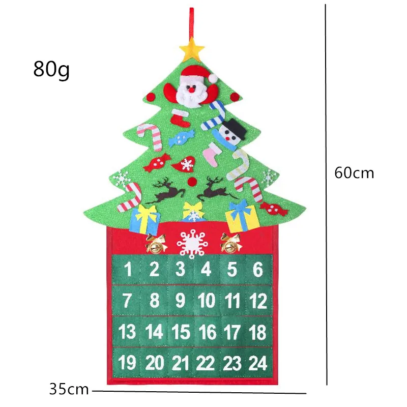 Promo Kleine Moq Niet-geweven Stof Advent Kalender Muur Kalender Kerst Cartoon Kalender Voor Gift
