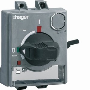 Maniglia rotante diretta Hager HXS032H con blocco porta per interruttore automatico scatolato H3+ P160 - Product Image 1