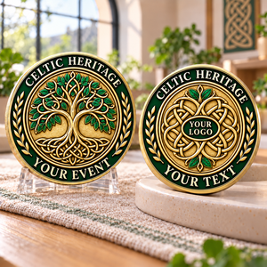 Monedas de Desafío Personalizadas con el Árbol de la Vida, Tono Dorado Antiguo, Relieve de Doble Cara, Regalos Conmemorativos Culturales Personalizados - Product Image 1