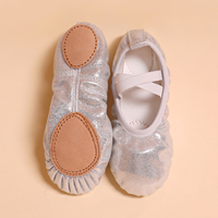 Zapatillas de Ballet Suaves para Niñas Pequeñas, Zapatos de Baile con Brillantina, Suela Partida, Pantuflas Infantiles con Bandas Elásticas Cruzadas para Actuaciones en Escenario