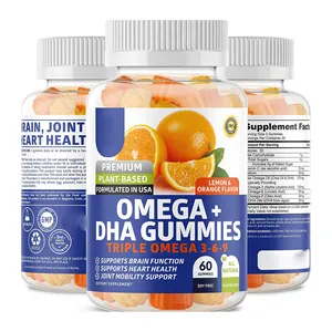 Free Sample Vegan Support Children Healthy Cycles DHA Omega 3 6 9 Supplement Gummies For Adults Natural Brain Joint Support