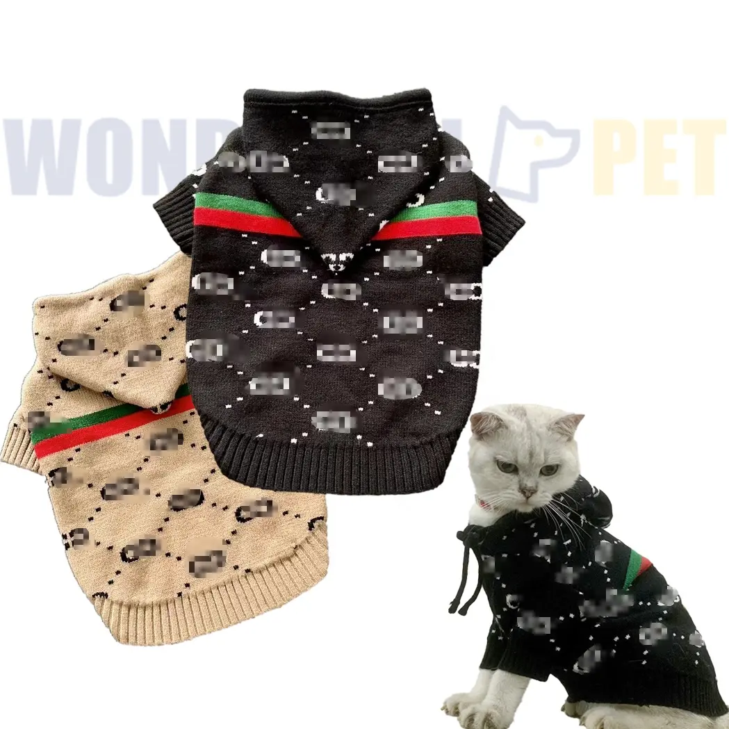 Wonderfulpet เสื้อกันหนาวมีฮู้ดสำหรับสัตว์เลี้ยงแบรนด์หรูดีไซน์เนอร์เสื้อฮู้ดถักสำหรับสัตว์เลี้ยงสุนัขสไตล์ดีไซน์เนอร์