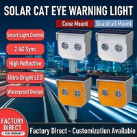 Luz Reflectante Solar Tipo Ojo de Gato, Luz de Advertencia para Conos de Tráfico, Luz de Seguridad Vial Nocturna Anticollisión