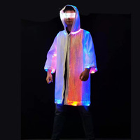 Veste à capuche unisexe en polyester/rayonne blanche personnalisable avec éclairage LED, impression lumineuse, costume de scène pour performance et fête