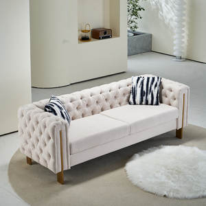 طقم أرائك للنوم على الطراز الحديث أثاث أريكة مخملية وكتان من الكتان - Product Image 1