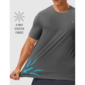 Rdruko T-shirt de sport pour homme, coupe ajustée, léger, évacuant l'humidité, UPF 50+, gris foncé, XL - Product Image 3