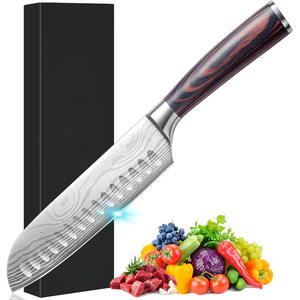 Ensemble de couteaux de cuisine <span class=keywords><strong>japonais</strong></span> de 7 pouces en acier inoxydable 4Cr à motif laser Damas professionnel en vrac, boîte cadeau noire - Product Image 4