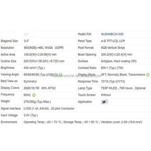 New Original In Stock <b>9</b> Inch 800×480 WVGA TFT LCD Panel For Industrial Control Automotive Equipment Display NL8048BC24-09D - Product Image 4