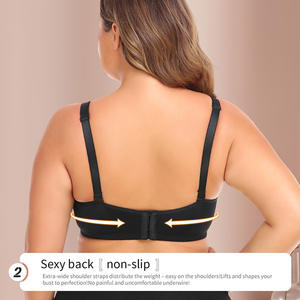 Soutien-gorge de sport de style européen américain avec fermeture sur le devant, soutien-gorge sexy en dentelle avec anneau et motif solide de grande taille - Product Image 2