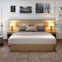 Lit en bois moderne personnalisable de taille king avec rangement Camas De Madera Meubles de chambre à coucher pour hôtels Villas Fabriqué en panneaux de particules