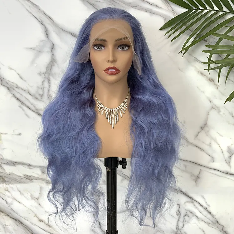 Silky Body Wavet Light Purple Lace Front Wig 100% Human Hair for Black Women